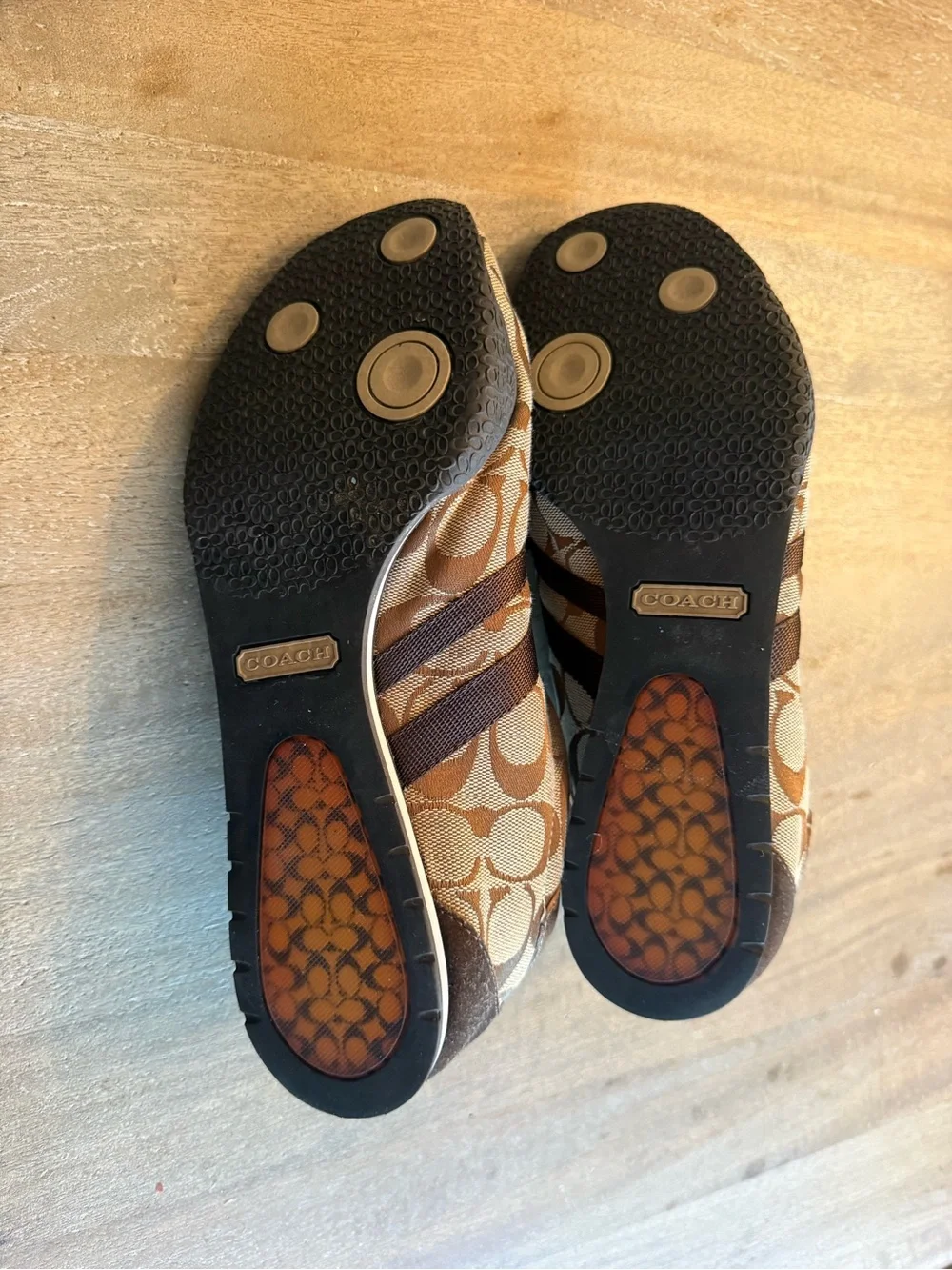 Coach Kids Brown and Gold Signature Logo Sneakers